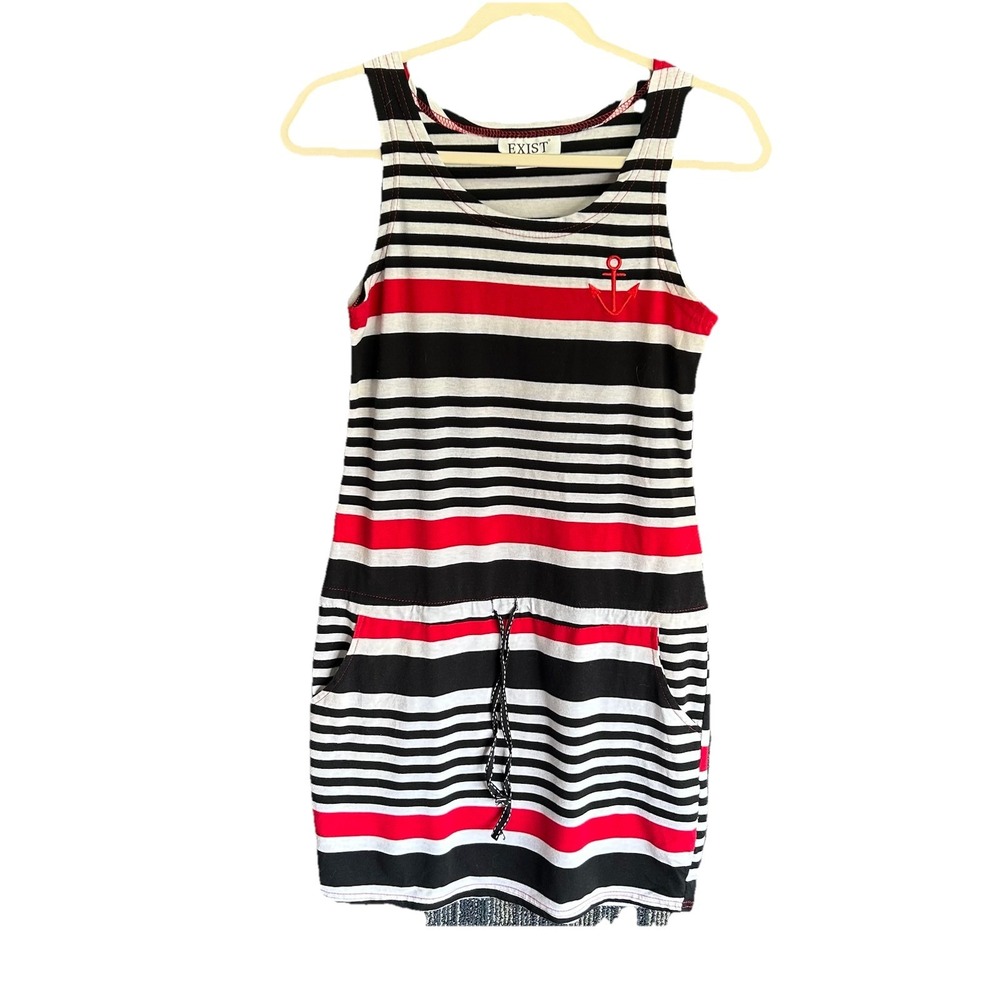 Exist Striped Nautical Sleeveless Dress Size S Cotton Stretch Preppy